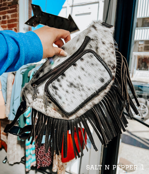 Boho Chic Cowhide Fringe Crossbody Bag