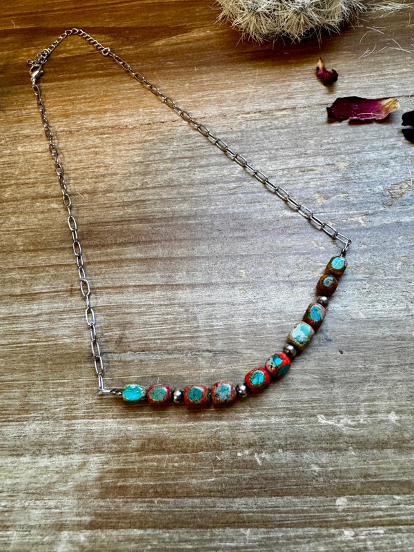 15 inch chain choker and Verascite sea sediment and sterling silver