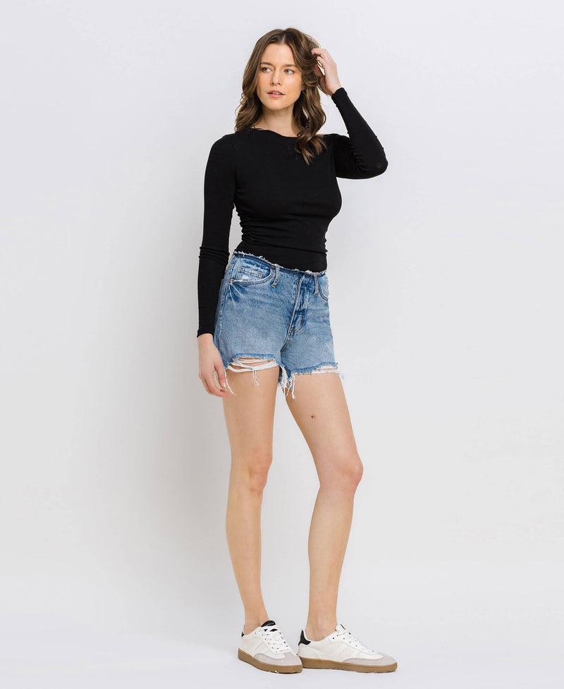 HIGH RISE BANDLESS BOYFRIEND SHORTS