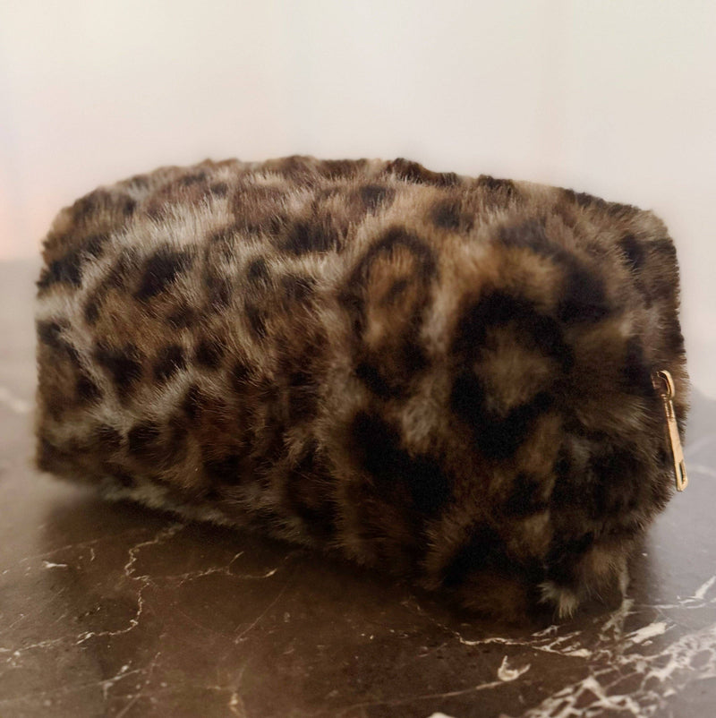 Fur Leopard Cosmetic Pouch