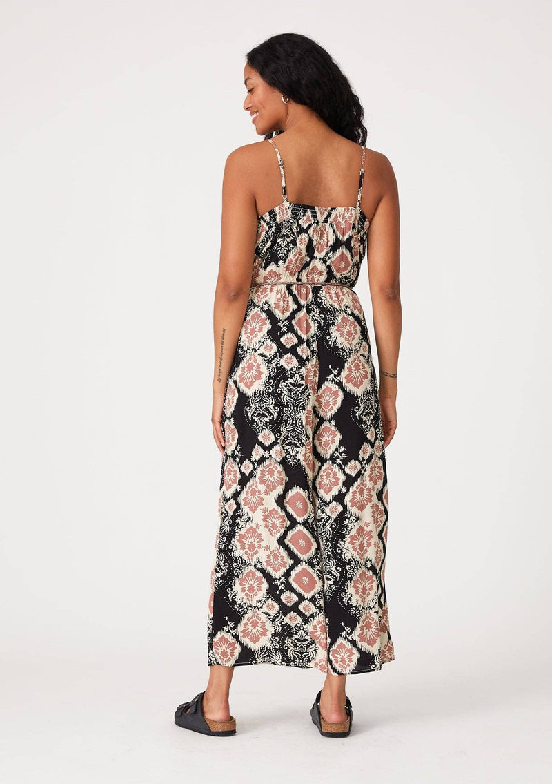 Printed Spaghetti Strap Wide Leg Jumpsuit