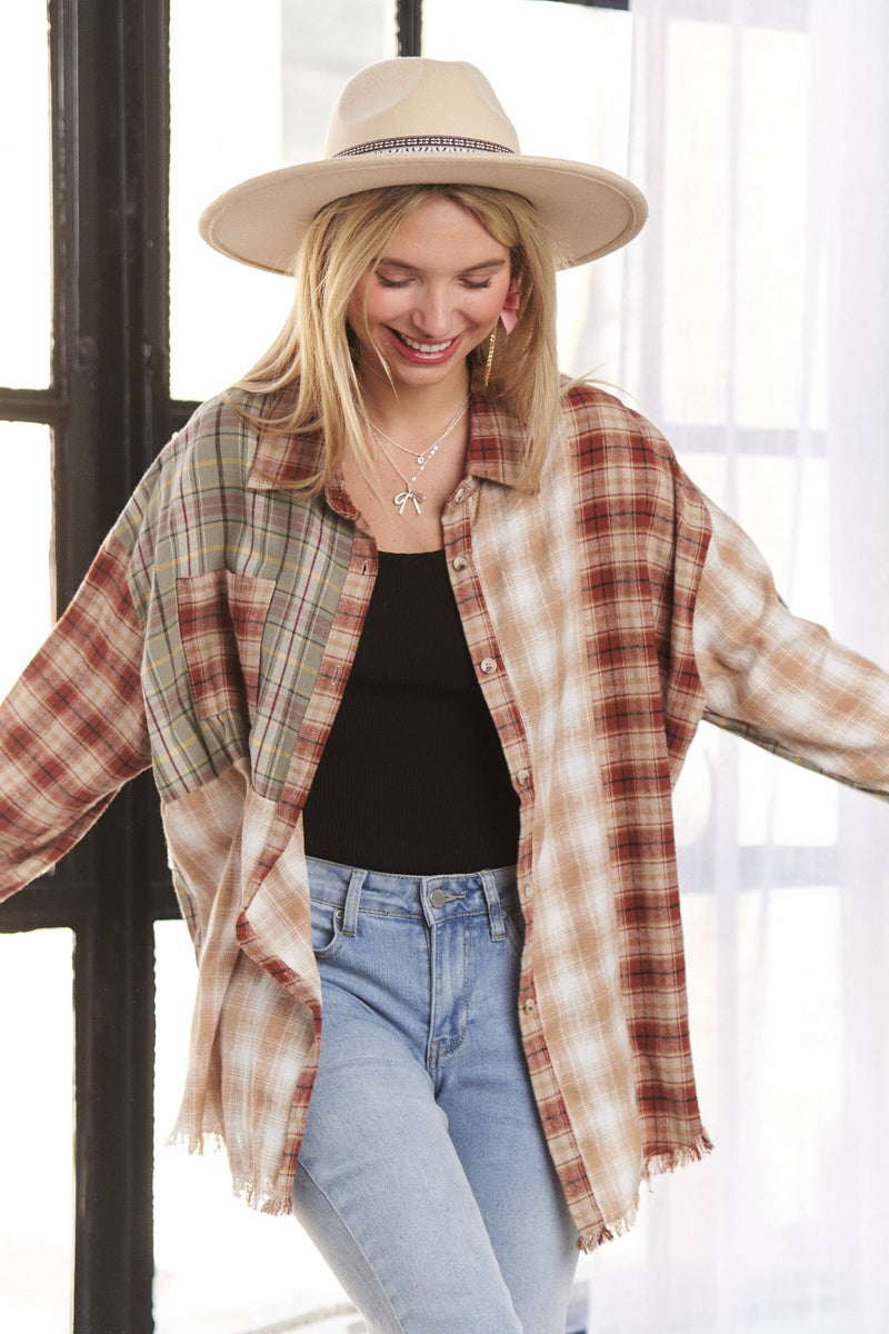 Scarecrow Plaid Button Up