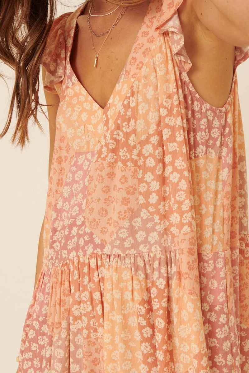 Peach Floral Mini Dress