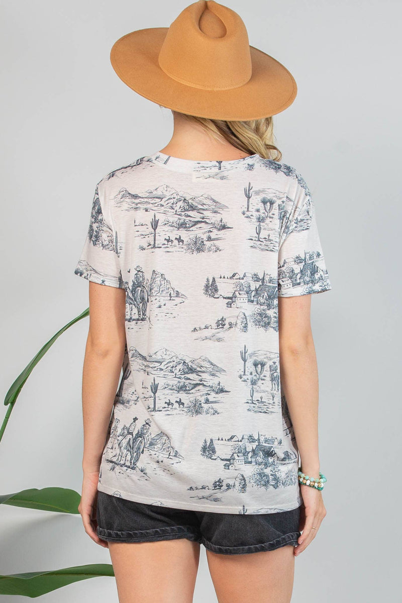 ELSA WESTERN LIFESTYLE PRINT T-SHIRT