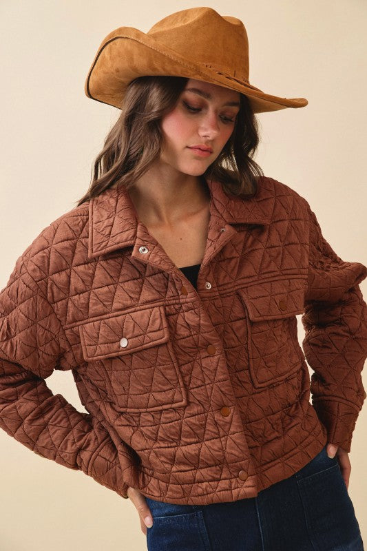 Quilted Collared Jacket With Pockets