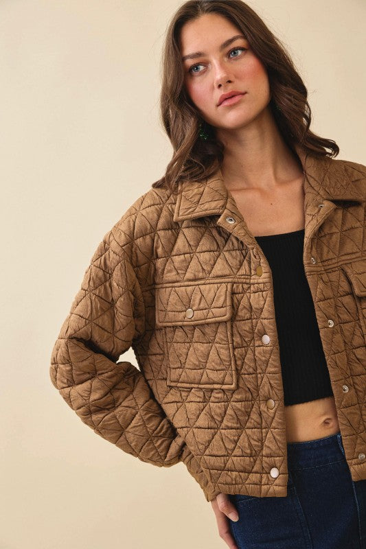 Quilted Collared Jacket With Pockets