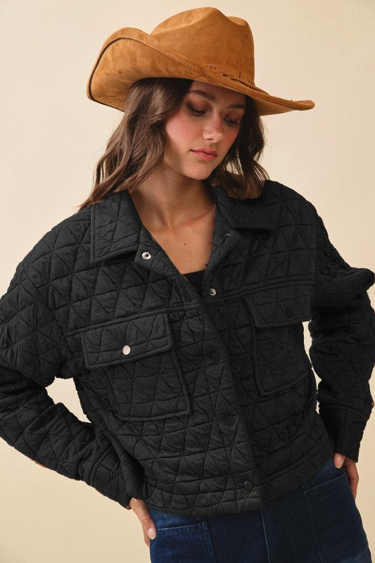 Quilted Collared Jacket With Pockets