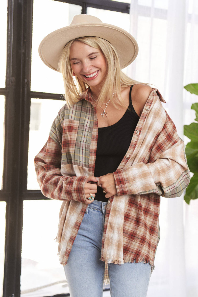 Scarecrow Plaid Button Up