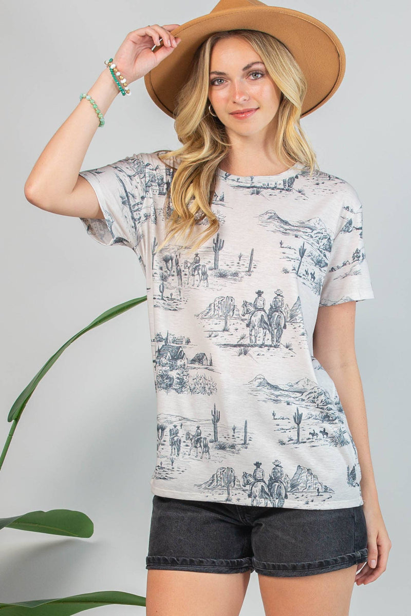 ELSA WESTERN LIFESTYLE PRINT T-SHIRT