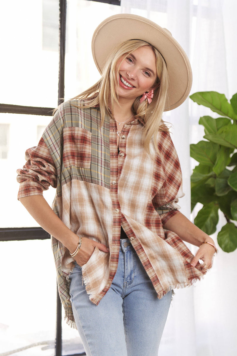 Scarecrow Plaid Button Up