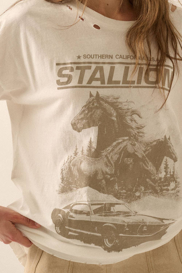 Southern California Stallion Distress Graphic Tee