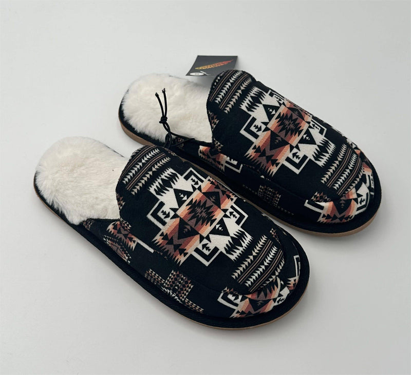 Black Aztec Slippers
