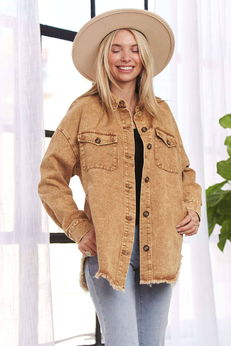 BUTTON DOWN WASHED SHACKET