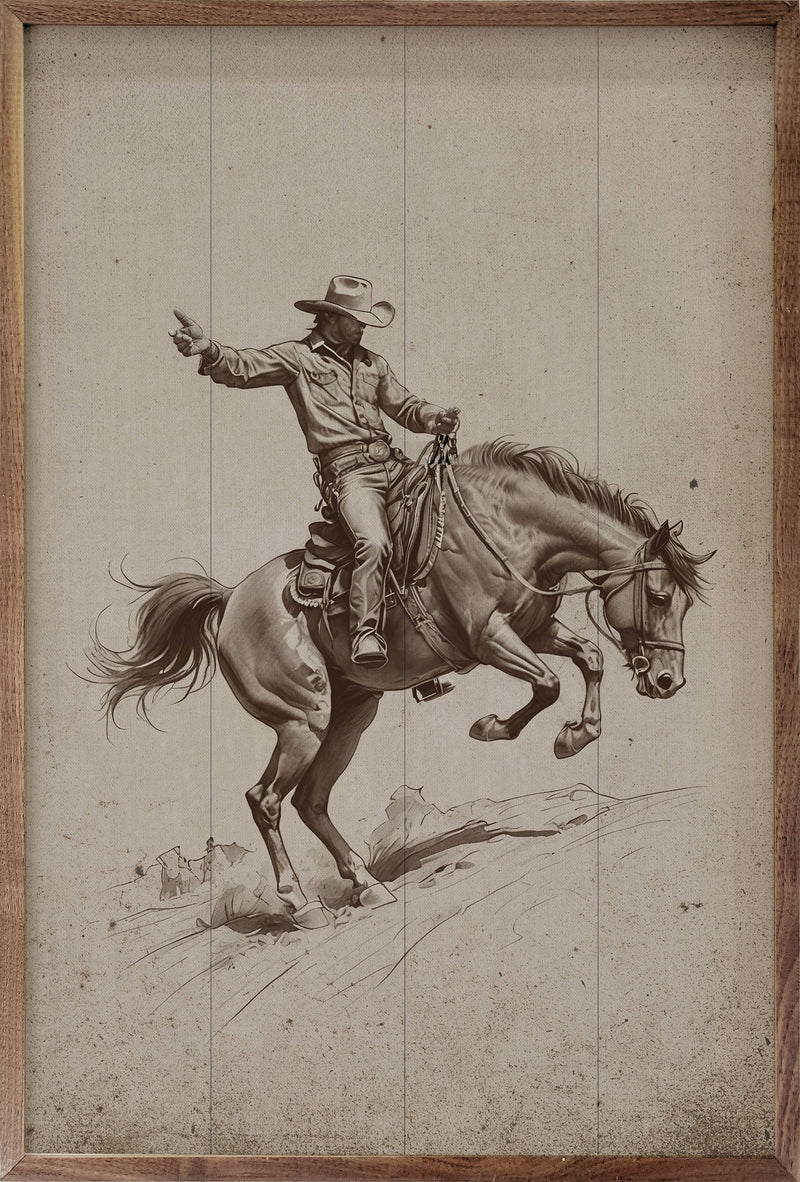Bronc Riding Cowboy: 10x16
