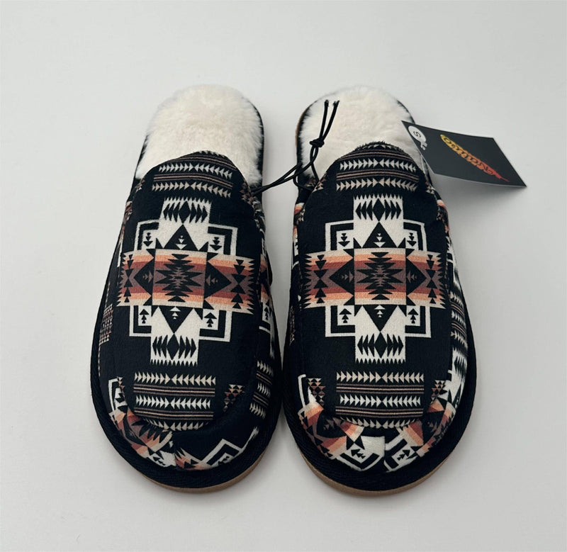 Black Aztec Slippers