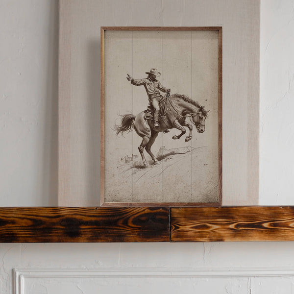 Bronc Riding Cowboy: 10x16
