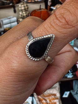 Black Onyx Teardrop Ring