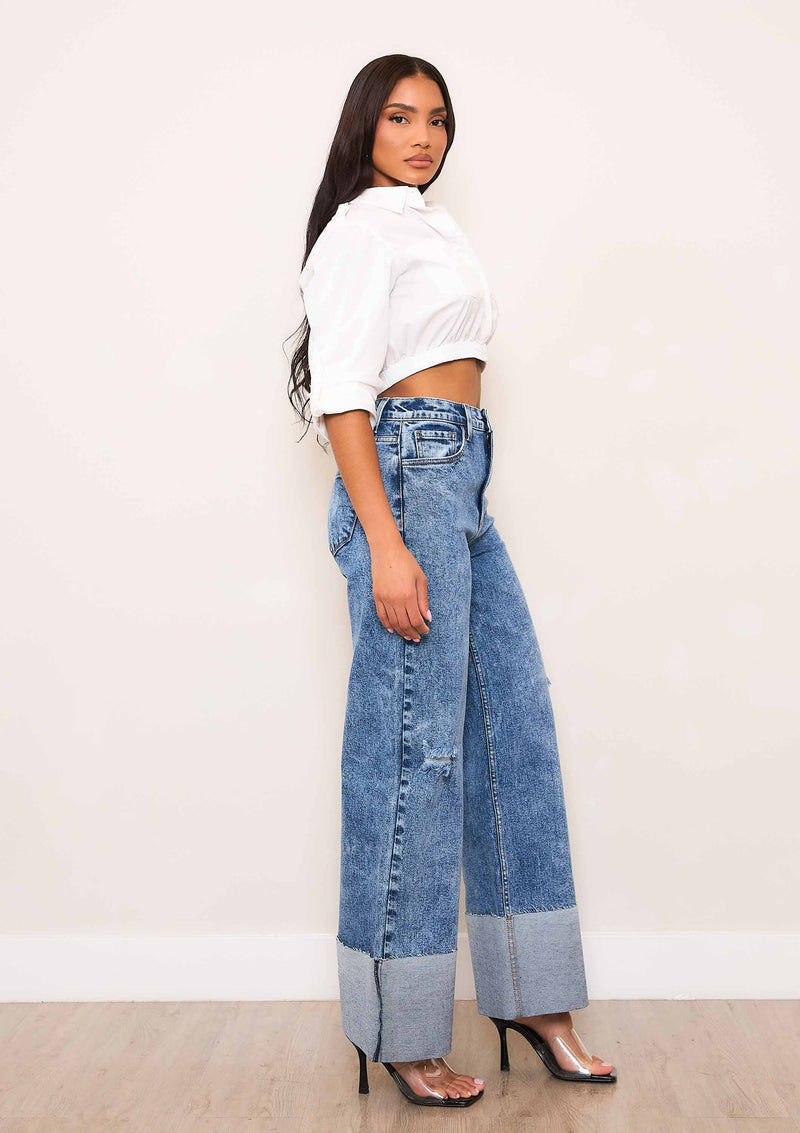 HIGH WAISTED WIDE LEG JEANS