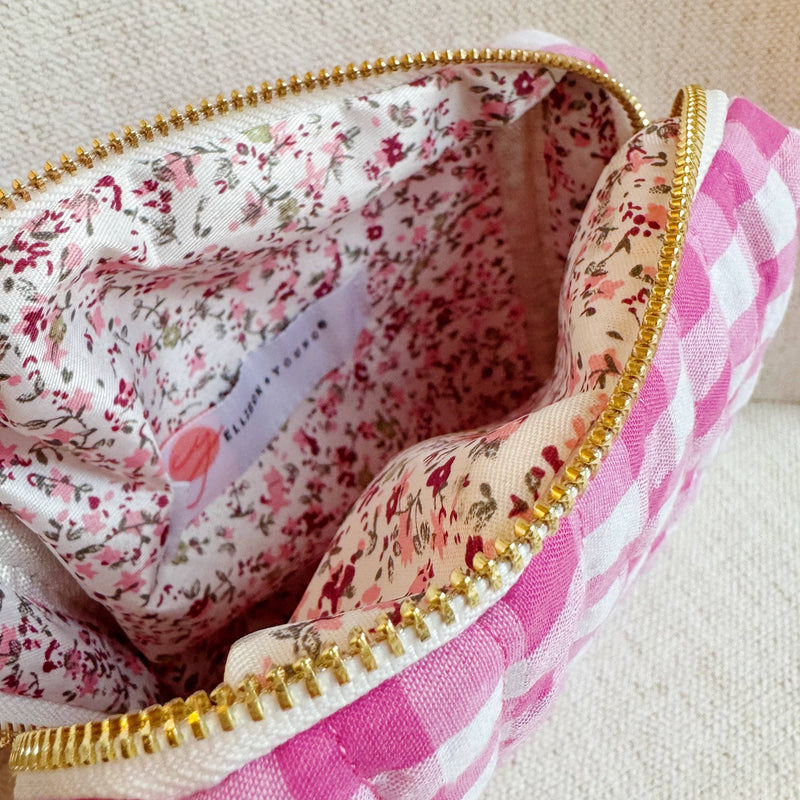 Black Gingham Cosmetic Case Black