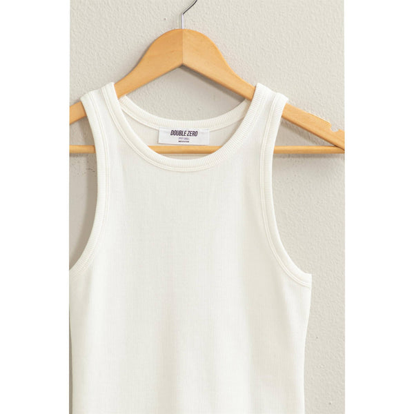 RIBBED TANK OFF WHITE REG LENGTH