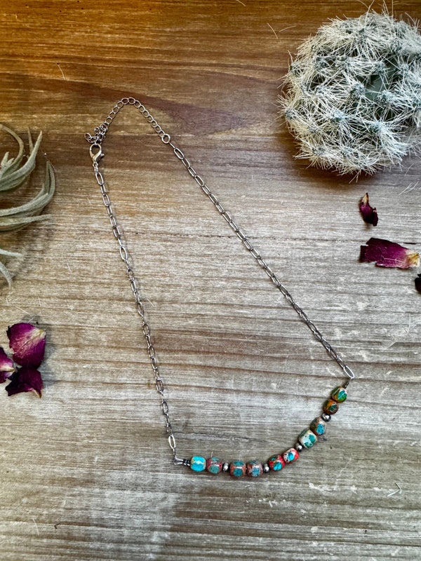 15 inch chain choker and Verascite sea sediment and sterling silver