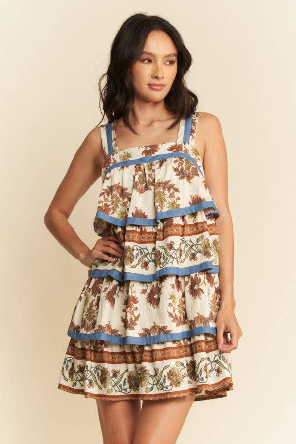 Denim and Retro Floral Dress