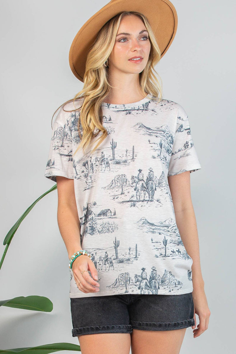 ELSA WESTERN LIFESTYLE PRINT T-SHIRT