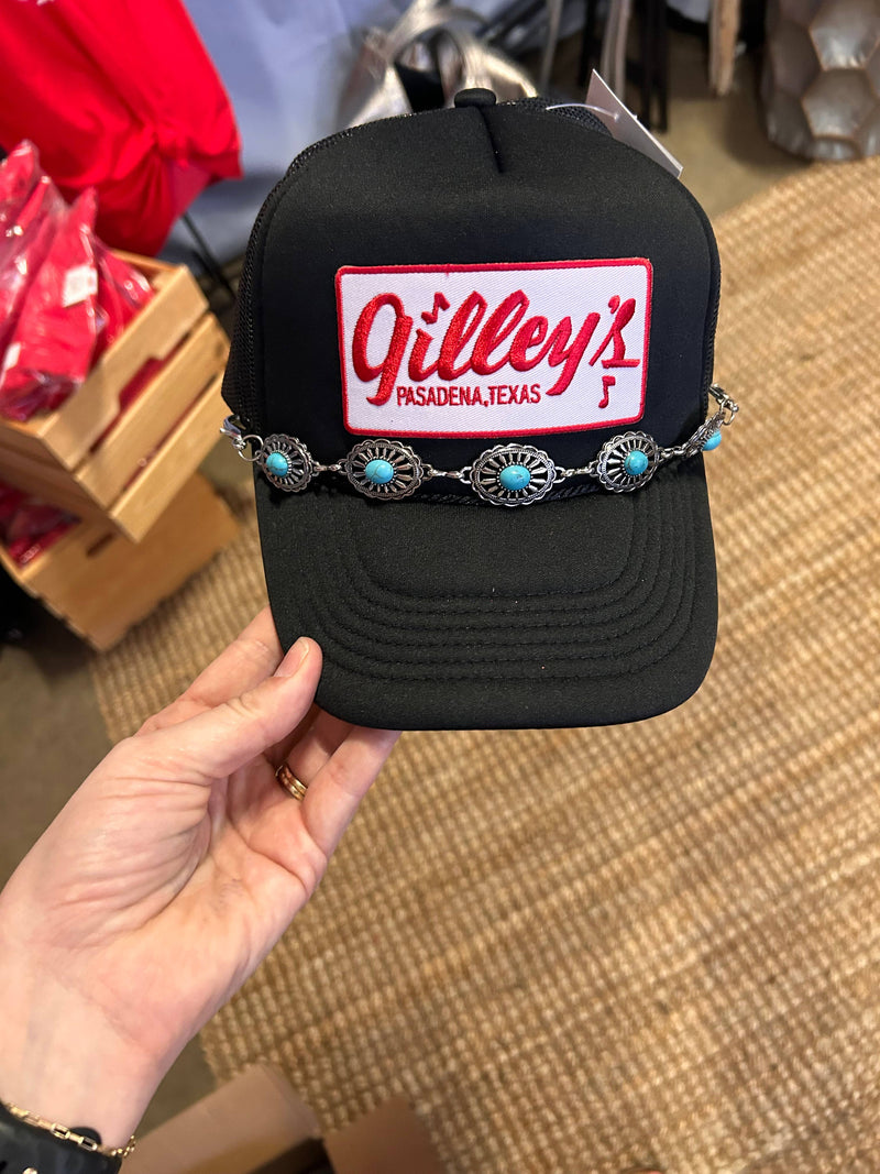 Small Turquoise & Silver Oval Trucker Chain | Hat Band | Cap