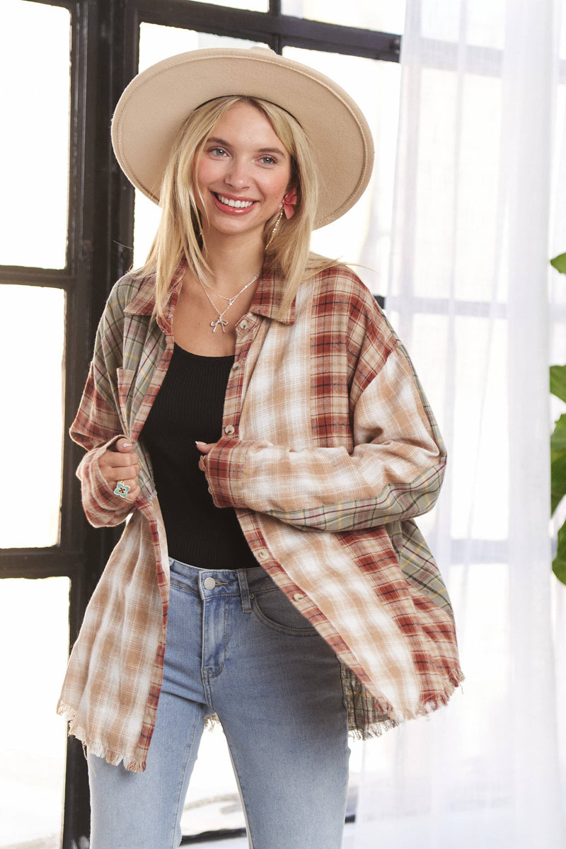 Scarecrow Plaid Button Up
