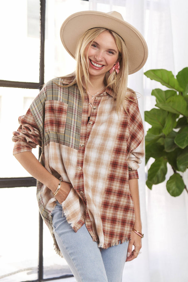 Scarecrow Plaid Button Up