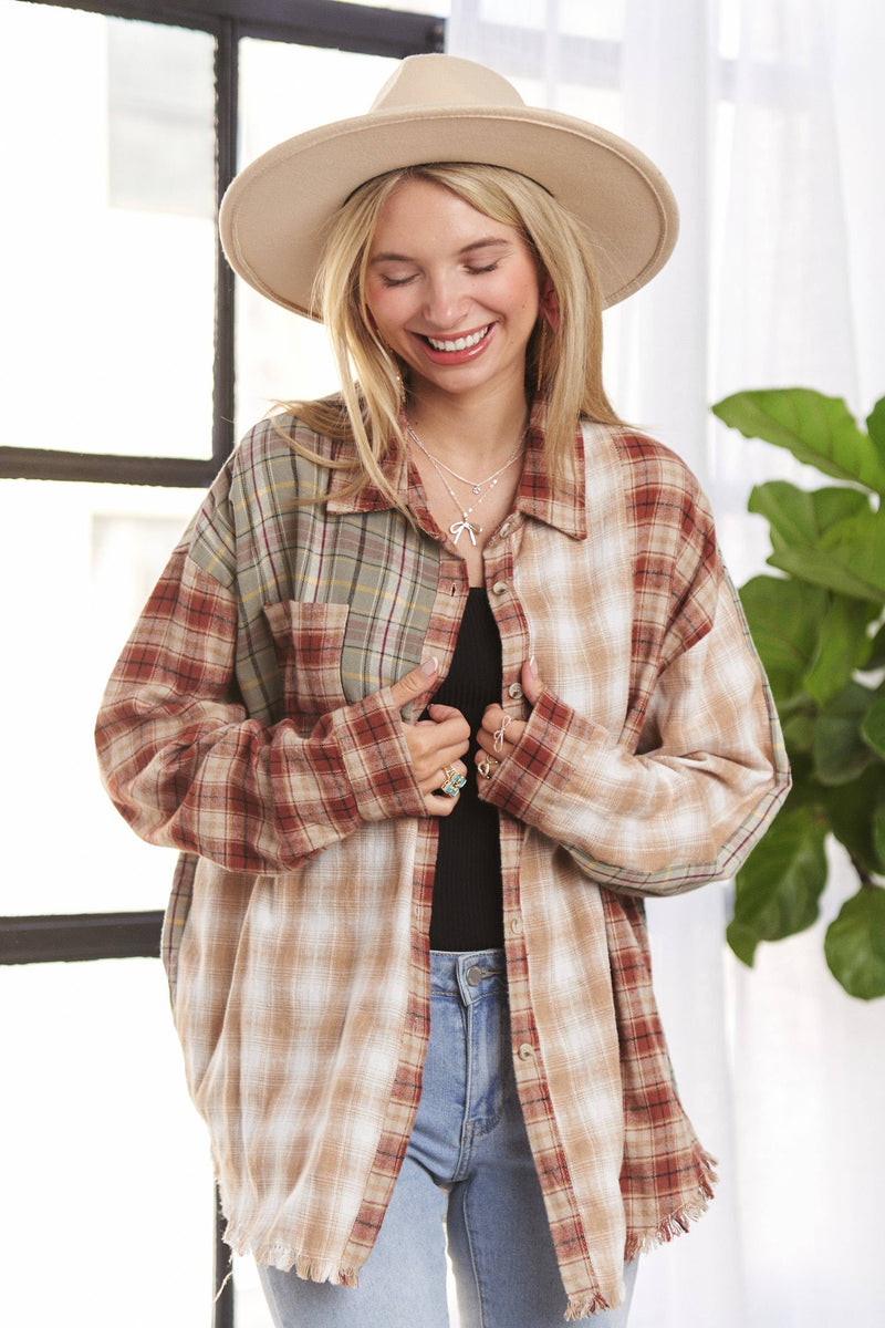 Scarecrow Plaid Button Up