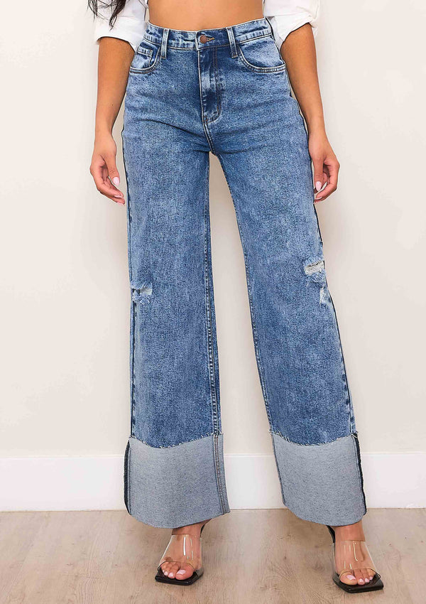 HIGH WAISTED WIDE LEG JEANS