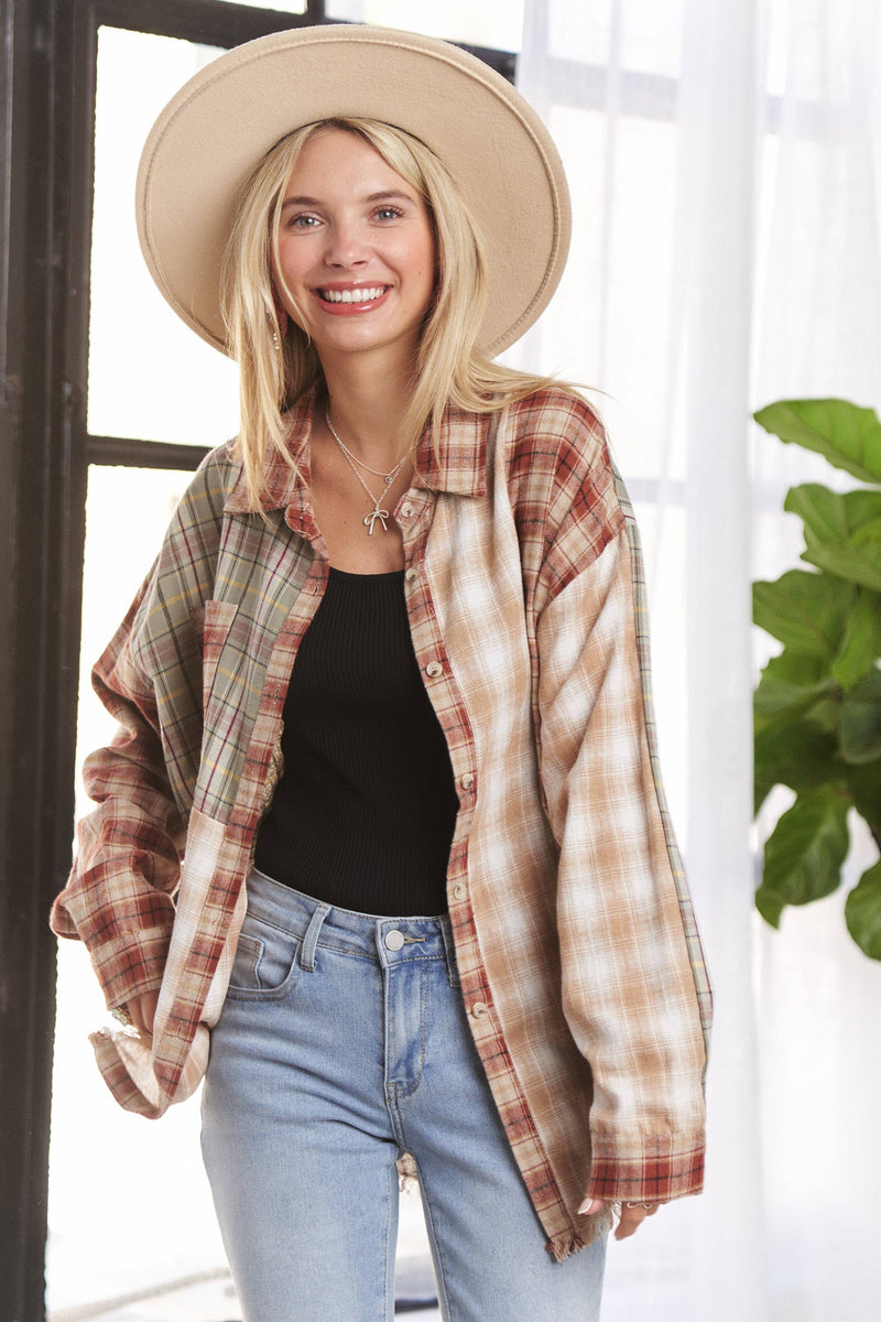 Scarecrow Plaid Button Up