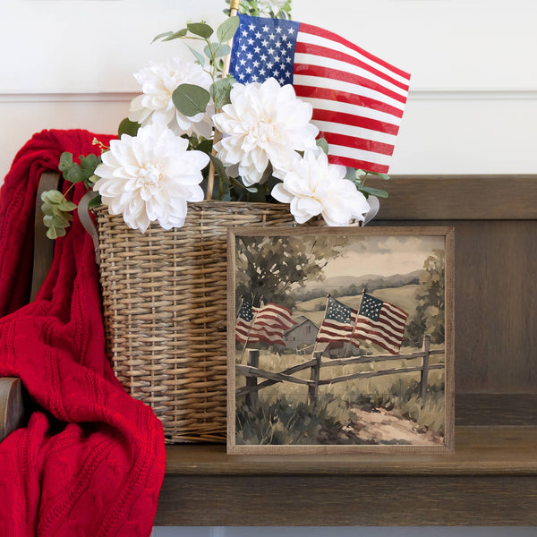 Flags On Wooden Fence: 12 x 12 x 1.5