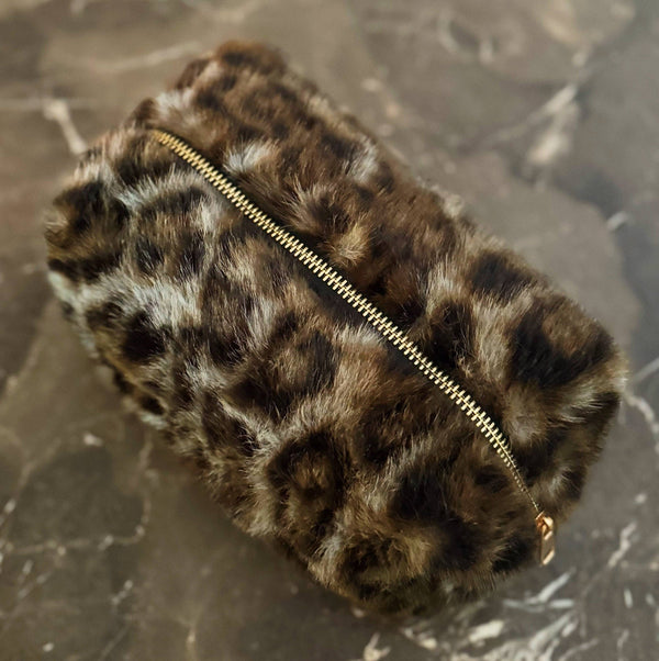 Fur Leopard Cosmetic Pouch