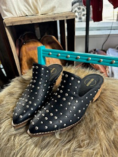 Black Studded Mules