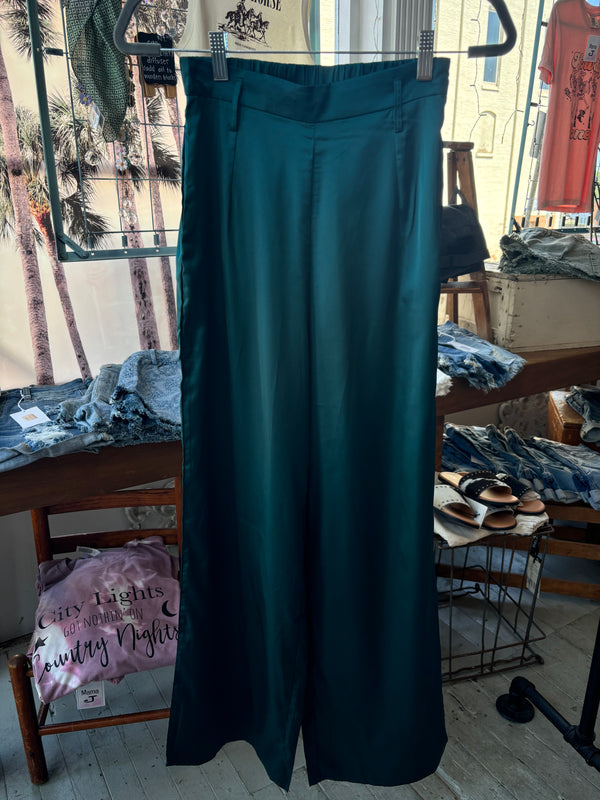 Green Satin Slacks