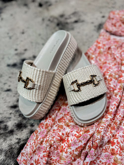 Horsebit Raffia Braided Platform