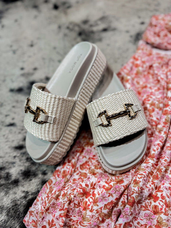 Horsebit Raffia Braided Platform
