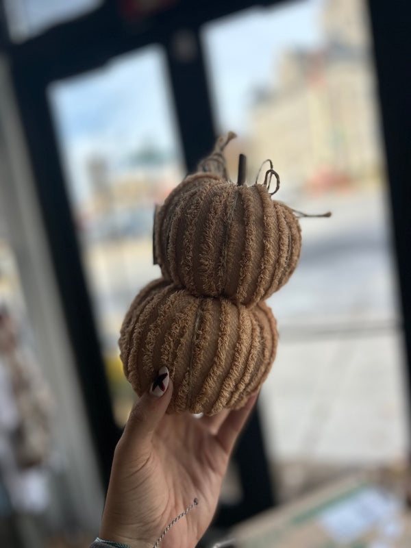 Two stacked Chenille Pumpkins