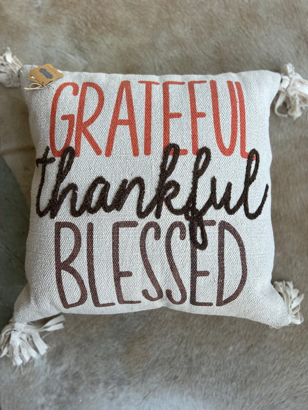 Thankful Grateful Blessed Pillow