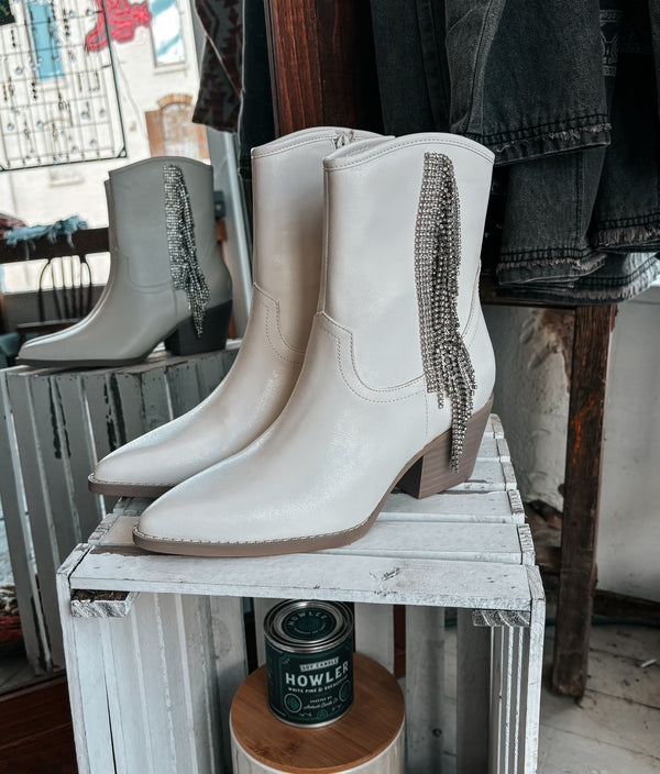 The Rowan White Bootie