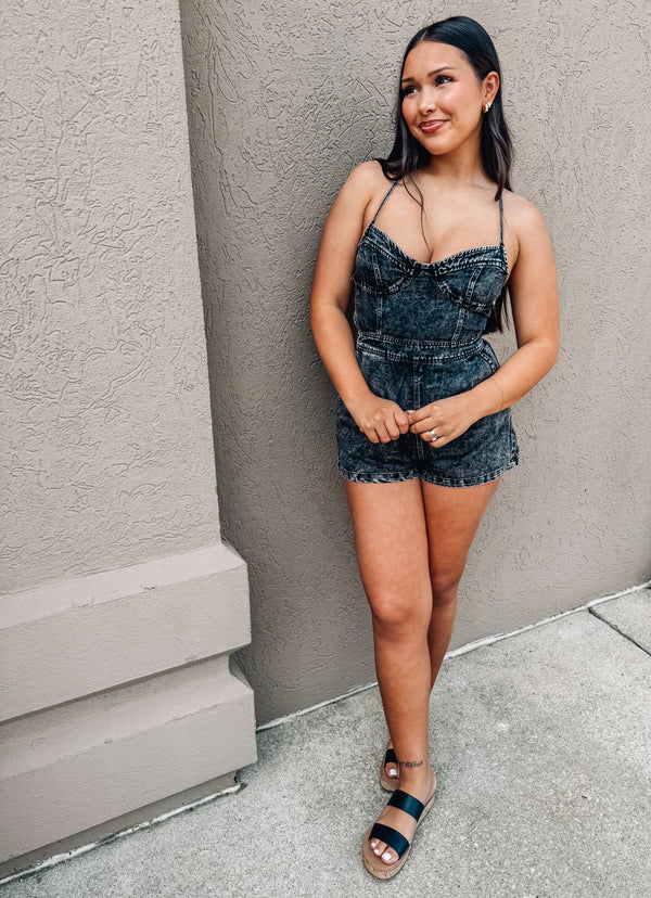 Dark Horse Lace Up Romper