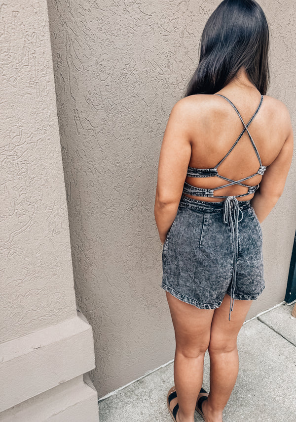 Dark Horse Lace Up Romper
