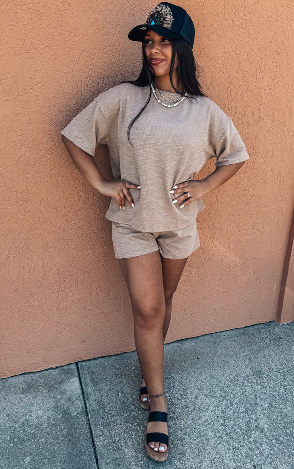 Almond Ribbed Set