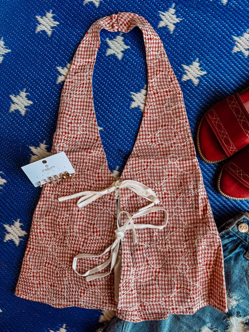 Cherry Picnic Halter Top