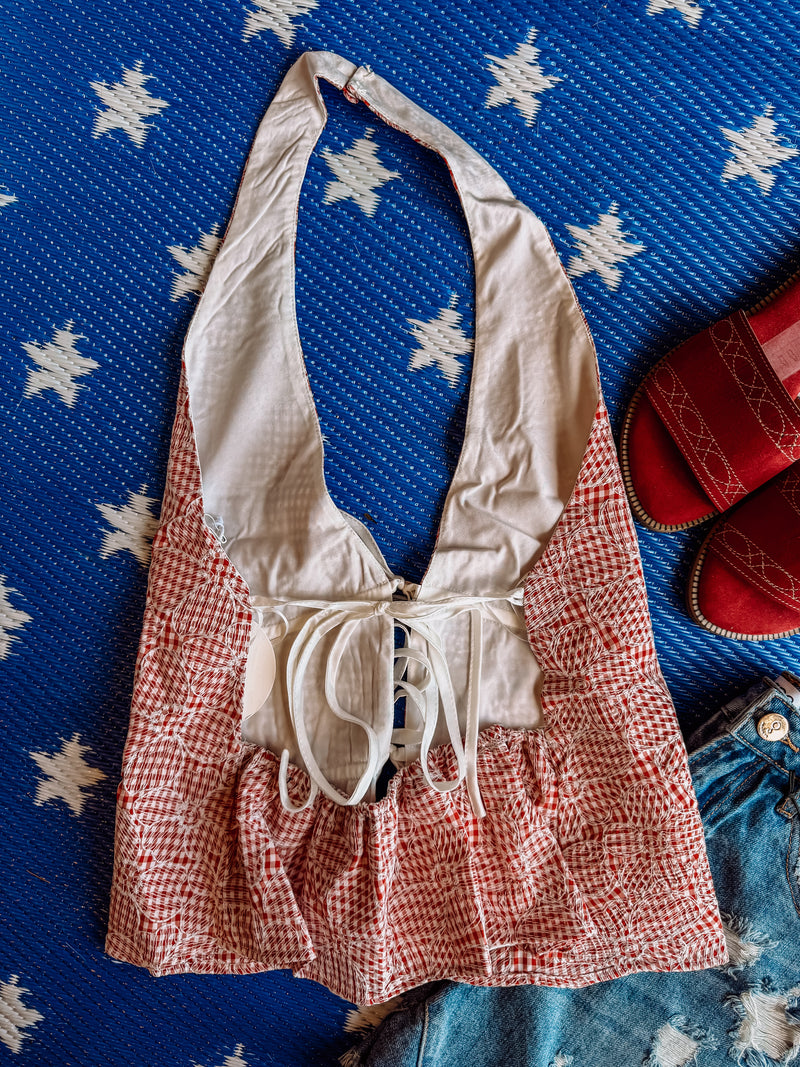 Cherry Picnic Halter Top