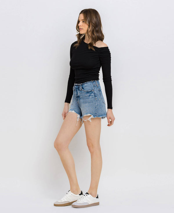 HIGH RISE BANDLESS BOYFRIEND SHORTS