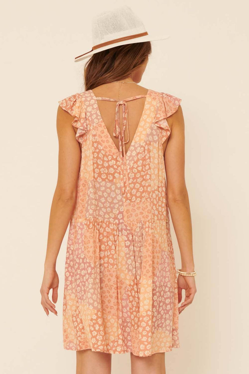 Peach Floral Mini Dress