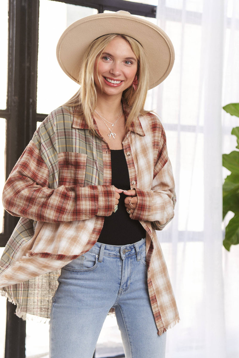 Scarecrow Plaid Button Up